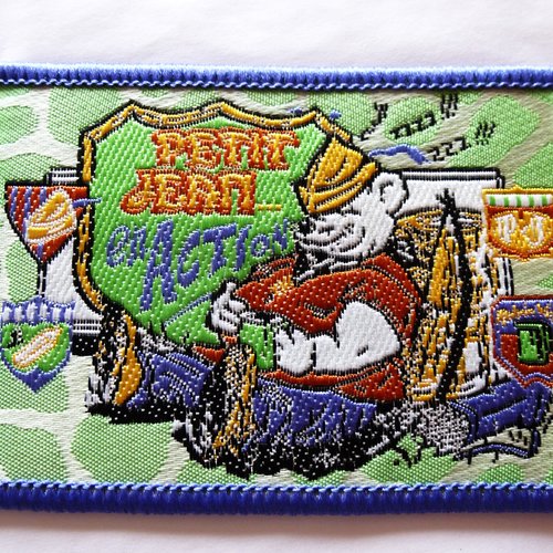 Applique 8 x 5 cm ours petit jean 8 x 5 cm sur fond vert amande