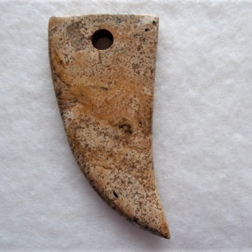 Pendentif jaspe paysage 75 mm forme corne ou dent