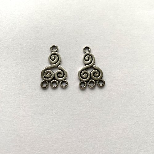 2 accessoires connecteurs boucles d'oreilles 21 mm 3 suspensions argent tibétain