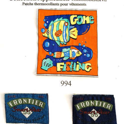 , appliques, patchs, écussons, thèmes poissons, jean frontier