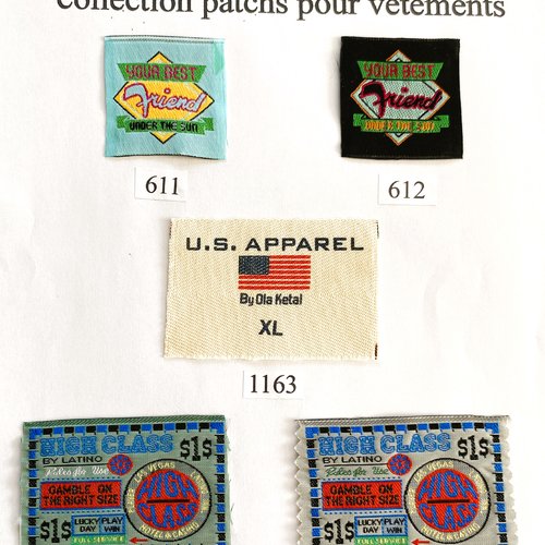 Appliques, parchs, écussons thèmes n: friends, u.s.apparel, high class hotel casino las vegas