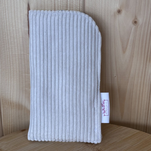 Étui à lunettes en velours côtelé beige – fait main