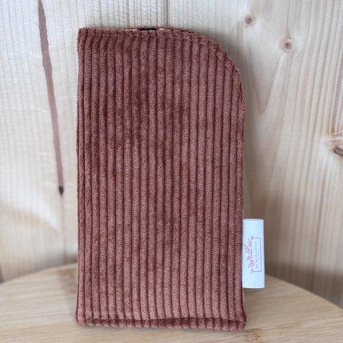 Étui à lunettes en velours côtelé terracotta – fait main