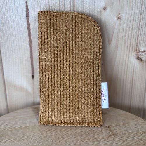 Étui à lunettes en velours côtelé camel – fait main