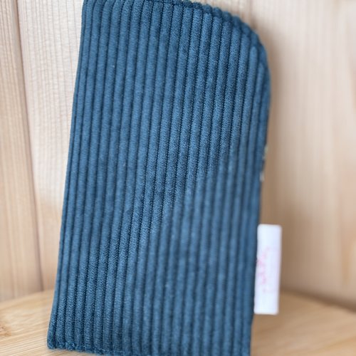 Pochette à lunettes en velours côtelé vert foncé – fait main