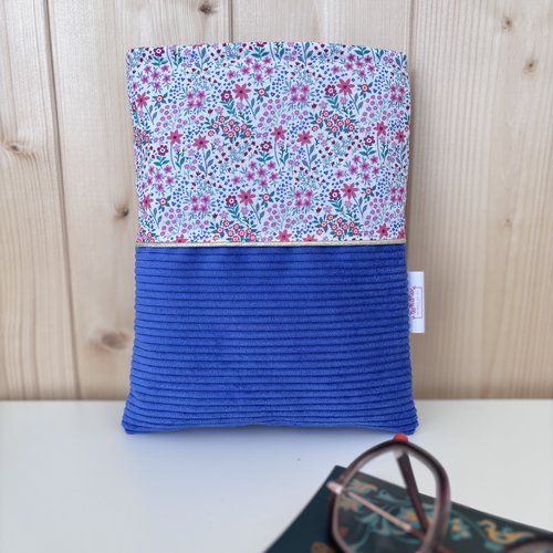 Pochette livre de poche molletonnée bi-ton – protège livre tissu – housse roman – cadeau lecteur