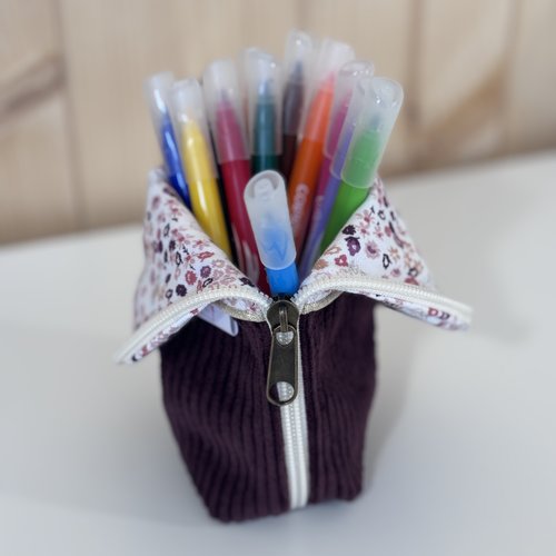Trousse pot - trousse debout violette - trousse crayon - trousse maquillage