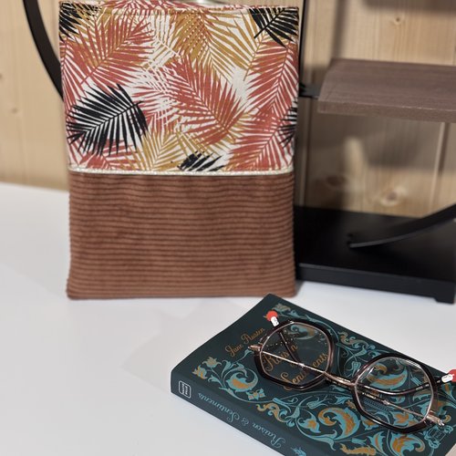 Pochette livre de poche molletonnée bi-ton – protège livre tissu – housse roman – pochette épaisse