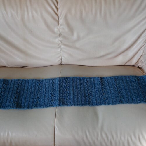 Echarpe crochet laine bleue grise