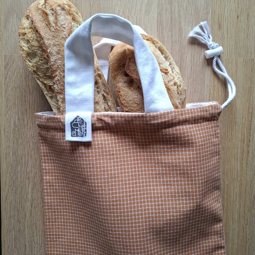 Sac à baguette (petits carreaux caramel)