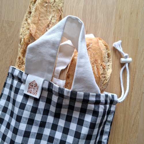 Sac à baguettes  (vichy noir & blanc)