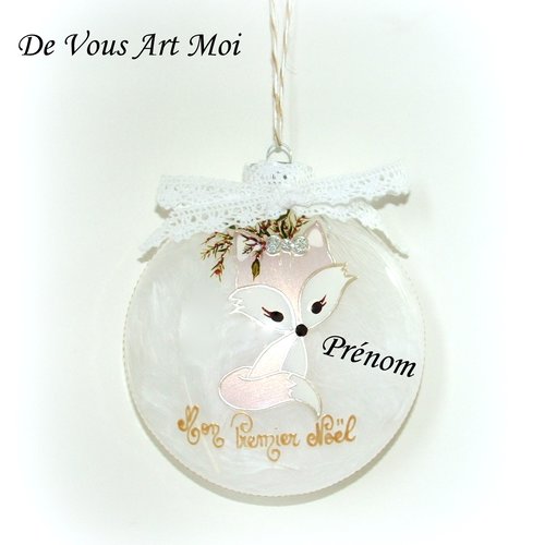 Boule Noël Personnalisée Filleboule Renard De Noëlfait Main10cmartisanale