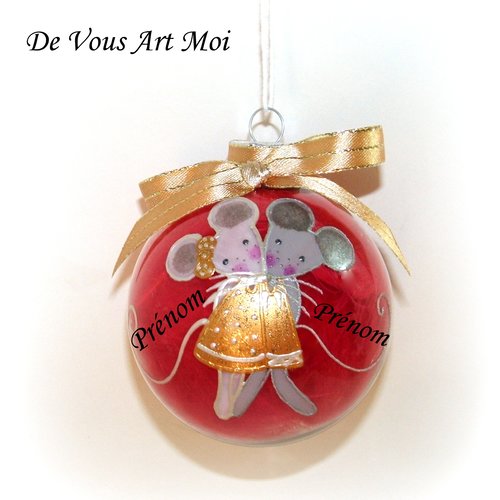 Boule Noël prénom personnalisé,cadeau décoration Noël couple,fait