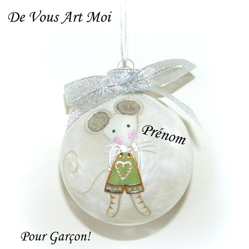 Boule Noël Prénom Garçonboule Noël Personnalisée Enfantfait Main Artisanale