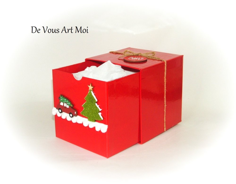 1 Pièce Boîte Cadeau De Noël Rouge À Double Ouverture, Boîte D