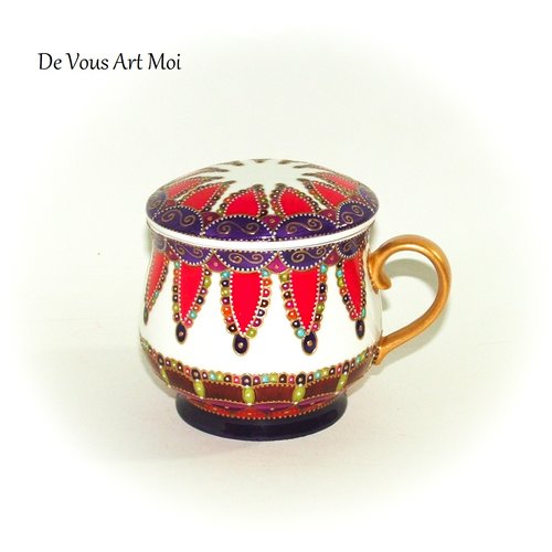 MUG tasse Tisanière avec couvercle Porcelaine Könitz Rose musquée