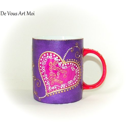 Mug tasse maman céramique,mug coeur porcelaine colorée,artisanal fait main