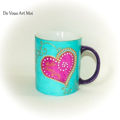 Mug gros 60cl XXL,grande tasse colorée cœur,mug 60cl jumbo,mug