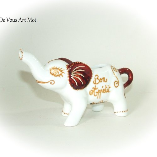 Cadeau thème éléphant,éléphant céramique porcelaine,peint main artisanal