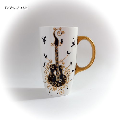 Mug tasse porcelaine céramique cadeau thème musique mug original grande contenance fait main artisanal