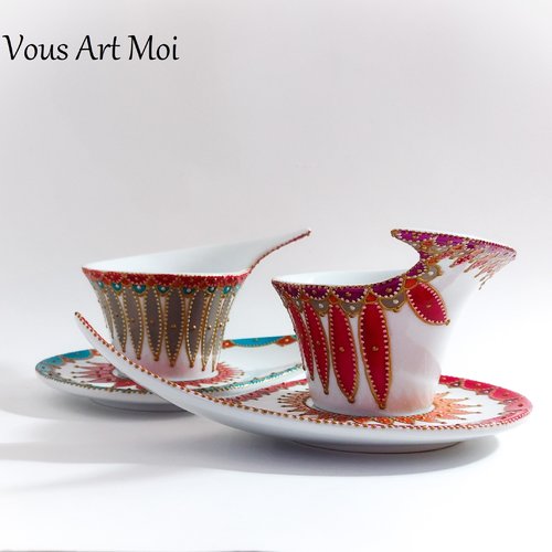 Tasse céramique porcelaine duo tasses originales design moderne colorées artisanale fait main