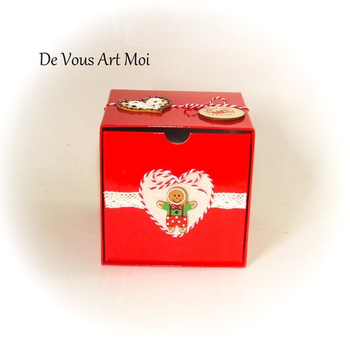 Boite cadeau coffret noël rouge fait main emballage original artisanal