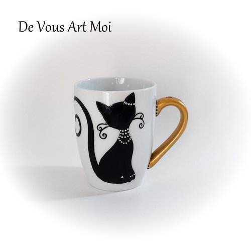 Mug tasse chat céramique porcelaine original fait main artisanal