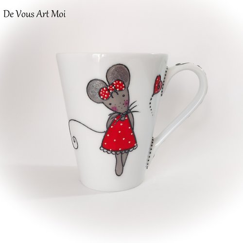 Mug original grande tasse illustrée cadeau femme céramique porcelaine peint à la main artisanale