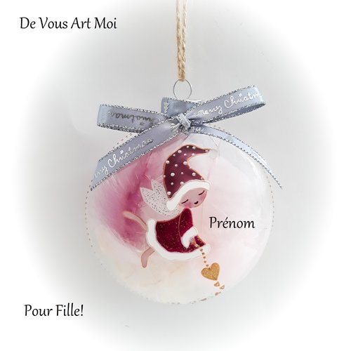 Boule noël personnalisée fée elfe fille fait main lutine noël verre peint main