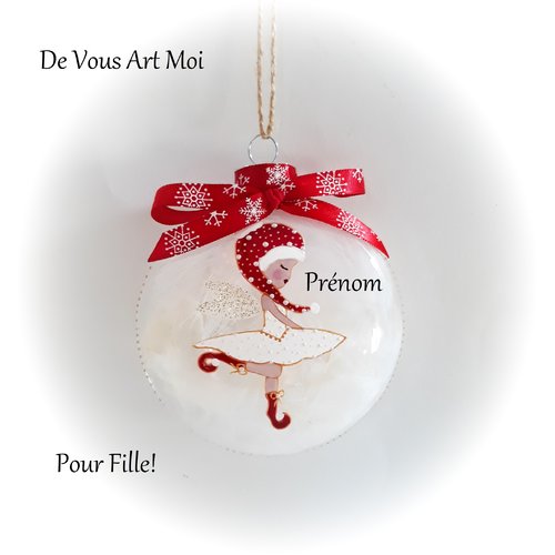 Boule noël personnalisée fée elfe fille fait main lutine noël verre peint main