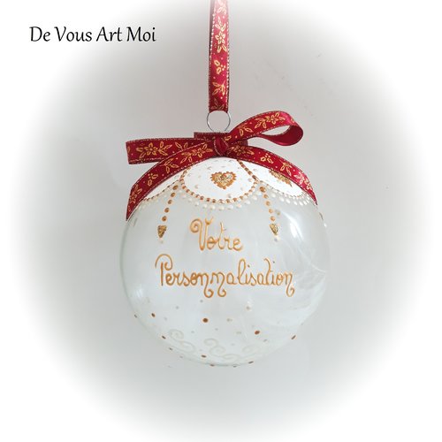 Boule de noël personnalisée fait main en verre peint main artisanale