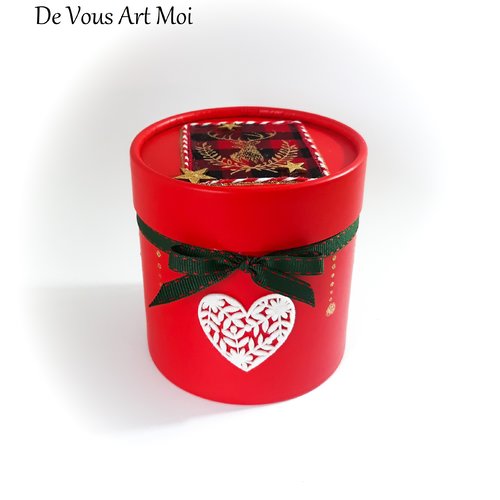 Boite cadeau coffret noël rouge fait main emballage original artisanal