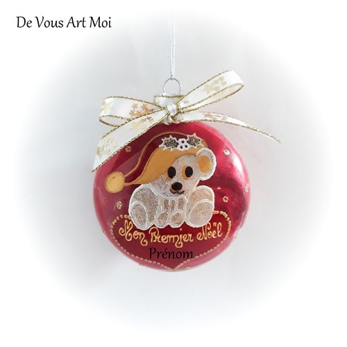 Boule premier noël personnalisée ornement bébé sapin noël verre fait main