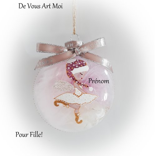 Boule noël personnalisée fée elfe fille fait main lutine noël verre peint main