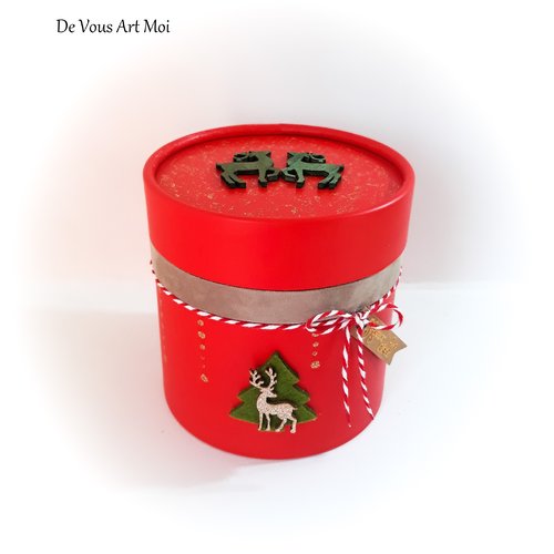 Boite cadeau coffret noël rouge fait main emballage original artisanal