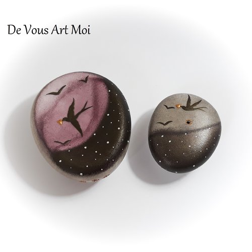 Salière poivrière originale porcelaine céramique galet oiseaux naturel artisanal fait main