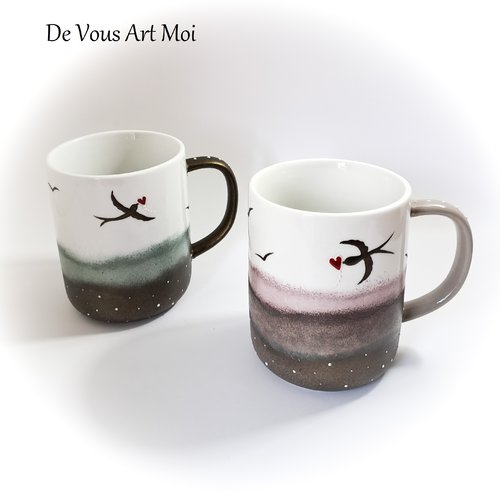 Mug personnalisé papa maman tasse porcelaine duo verre céramique porcelaine peint main artisanal