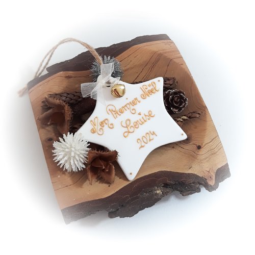 Étoile noël porcelaine céramique personnalisée ornement fait main artisanal