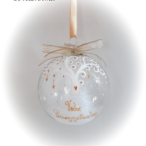 Boule de noël personnalisée fait main en verre arbre de vie de noël peint main artisanale