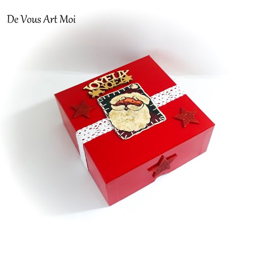 Coffret boite thème noël boite cadeau rouge de noël fait main artisanale