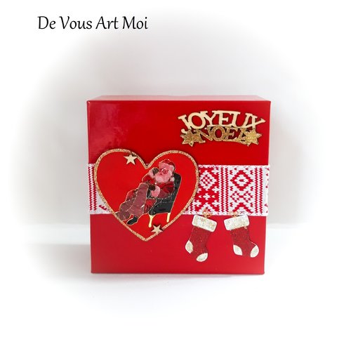 Coffret boite thème noël boite cadeau rouge de noël fait main artisanale