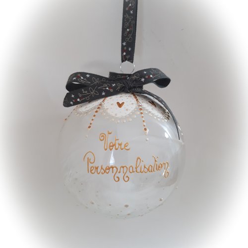 Boule de noël personnalisée fait main en verre coeur de noël peint main artisanale