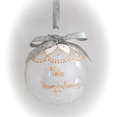 Boule de noël personnalisée fait main en verre coeur de noël peint main artisanale