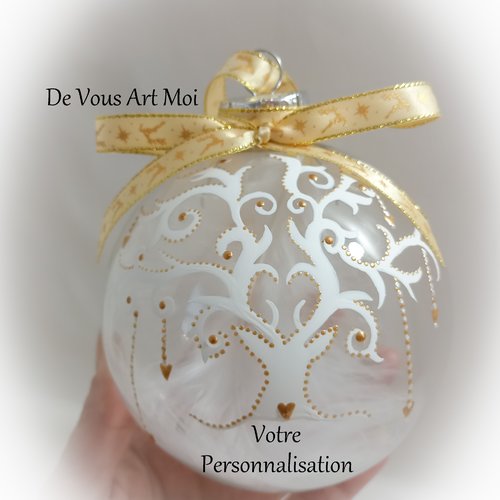Boule de noël personnalisée renne fait main en verre illustration de noël peint main artisanale
