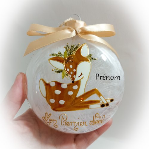 Boule de noël mon premier noël prénom personnalisé faon fait main artisanale