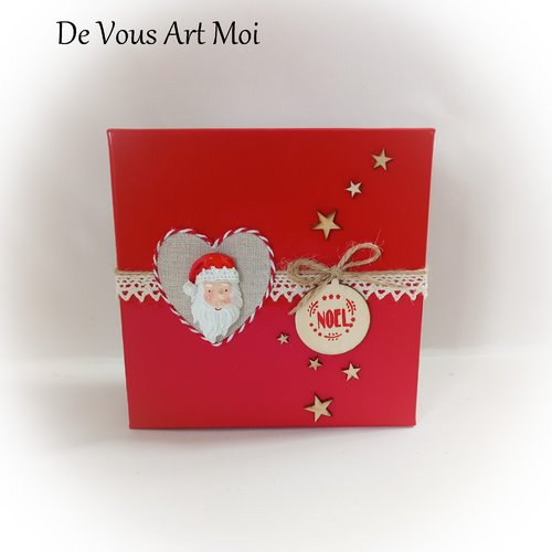 Coffret boite thème noël boite cadeau rouge de noël fait main artisanale