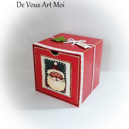 Boite cadeau coffret noël rouge fait main emballage original artisanal