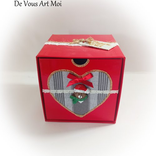 Boite cadeau coffret noël rouge fait main emballage original artisanal