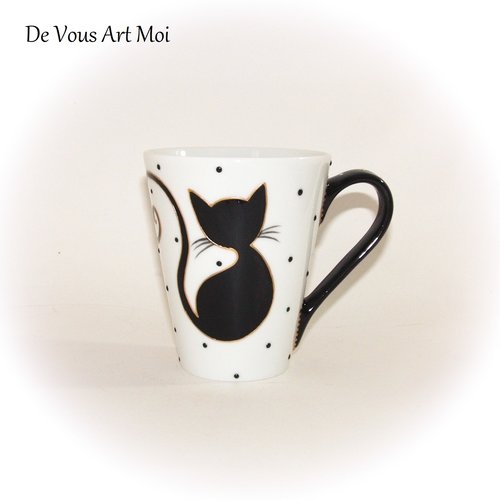 Mug tasse thème chat céramique porcelaine fait main artisanale