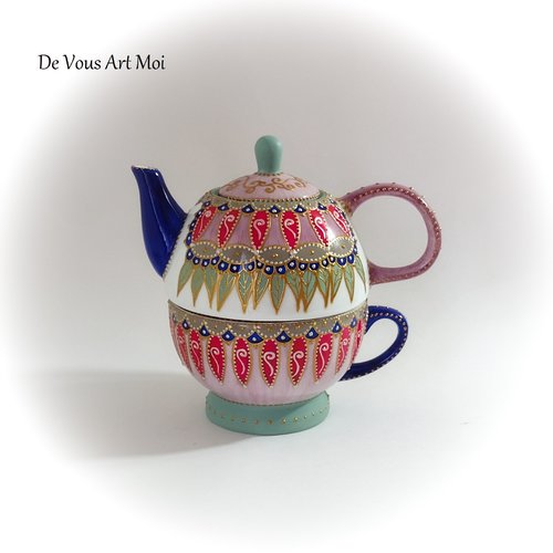 Théière égoïste solitaire céramique originale colorée théière avec tasse fait main artisanale